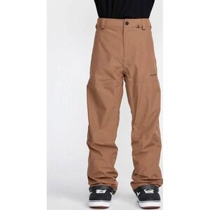 Volcom Mens Tan Ski Snowboard Pants Zip Tech Waterproof Breathable Size Large